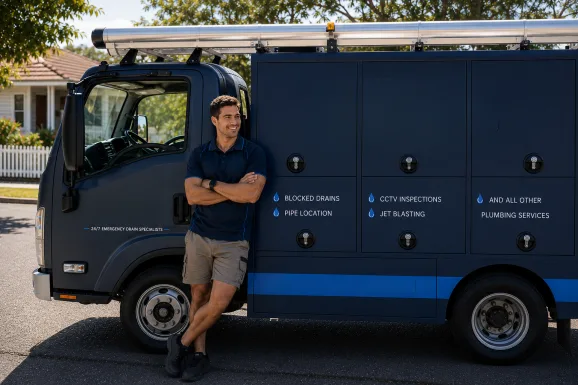 Our plumber with the service van on a Artarmon job